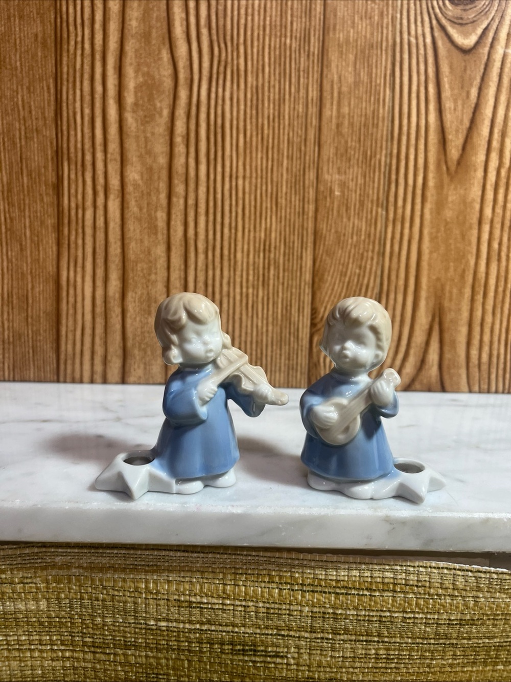 Vintage Colonial Candle Japan Porcelain Singing Children Candle Holders